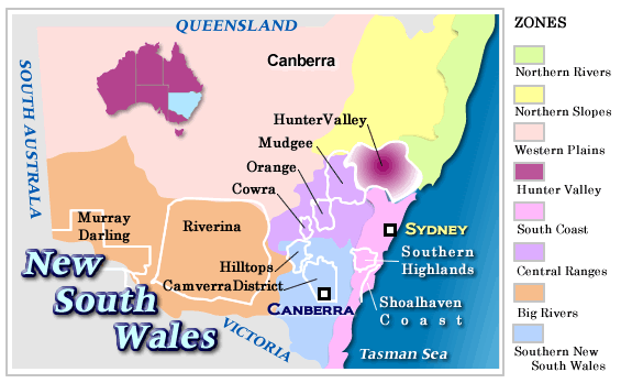ニュー・サウス・ウェールズ州ワイン地図