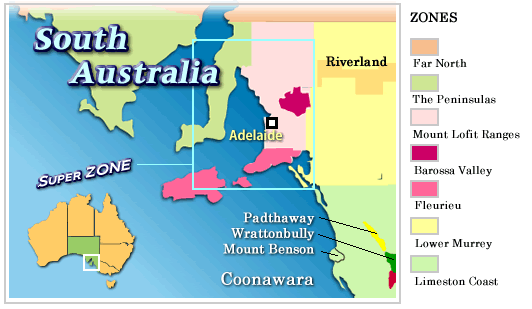 南オーストラリア州・ワイン地図