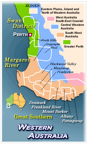 西オーストラリアワイン地図