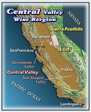 Central Valleyワイン地図