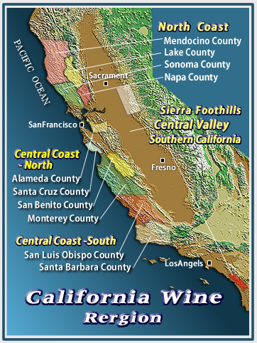 カリフォルニアワイン地図