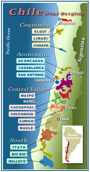 チリワイン地図